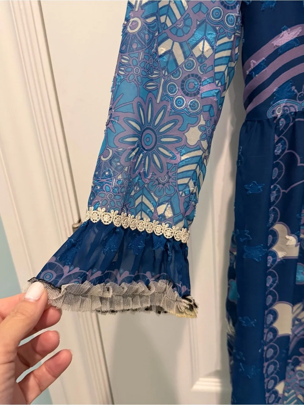 Anna Sui Women's Dress Sz 2 Peacock Hidden Zipper Down Back Embellished Lined - Picture 3 of 8